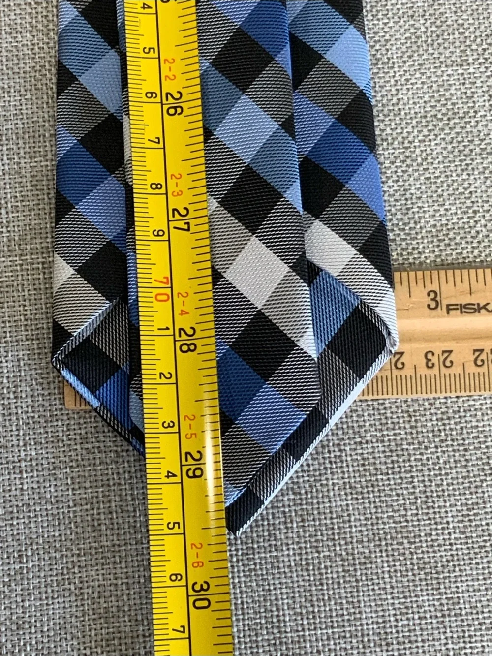 Bespoke Blue Black White Plaid Men's Tie